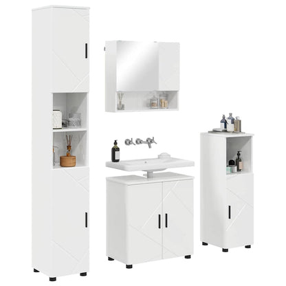 Set di mobili per il bagno con porta 4 pcs Bianco Lucido | homemem39