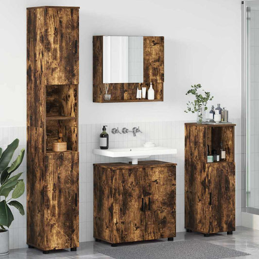 Set di mobili per il bagno 4 pz Rovere fumé 61 x 35 x 64 cm - homemem39