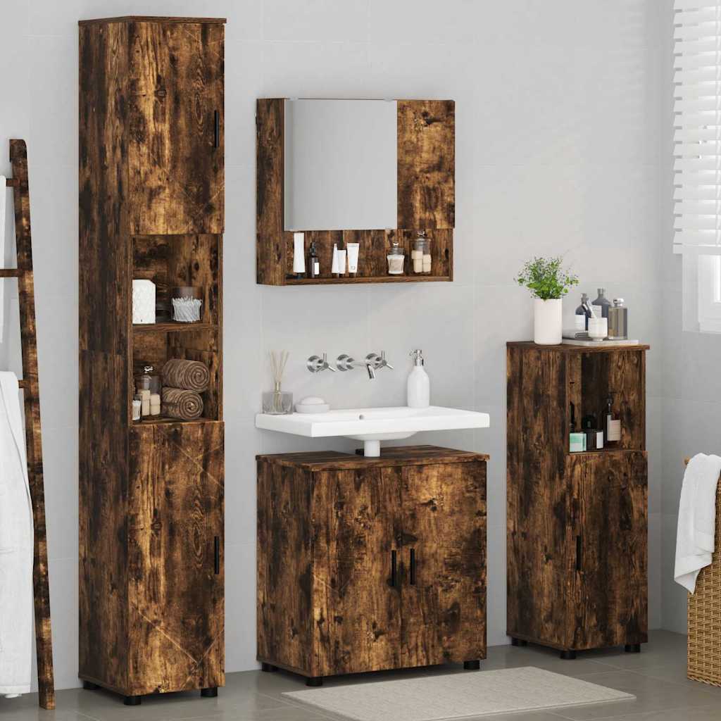 Set di mobili per il bagno 4 pz Rovere fumé 61 x 35 x 64 cm