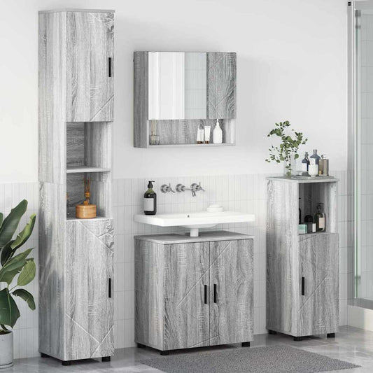 Set di mobili per il bagno 4 pz Grigio Sonoma 61 x 35 x 64 cm | homemem39