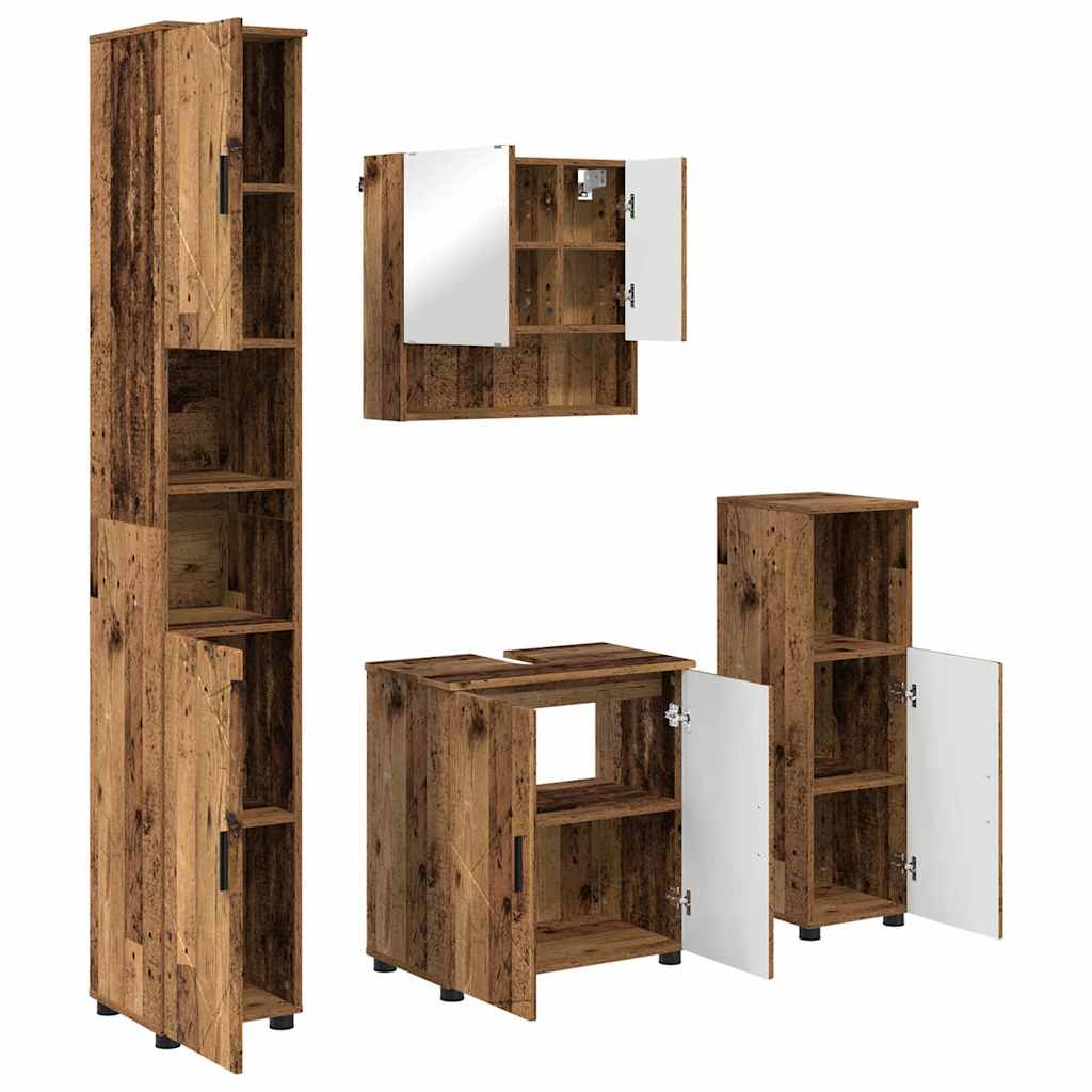 Set di mobili per il bagno 4 pz Legno vecchio 61 x 35 x 64 cm | homemem39