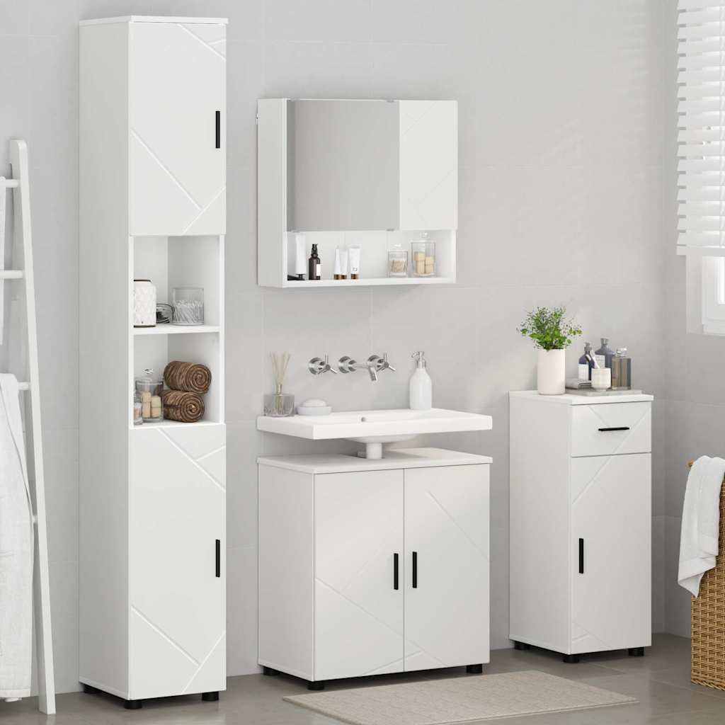 Set di mobili per il bagno con cassetto con porta 4 pcs Bianco | homemem39