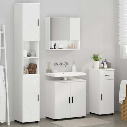 Set di mobili per il bagno con cassetto con porta 4 pcs Bianco | homemem39