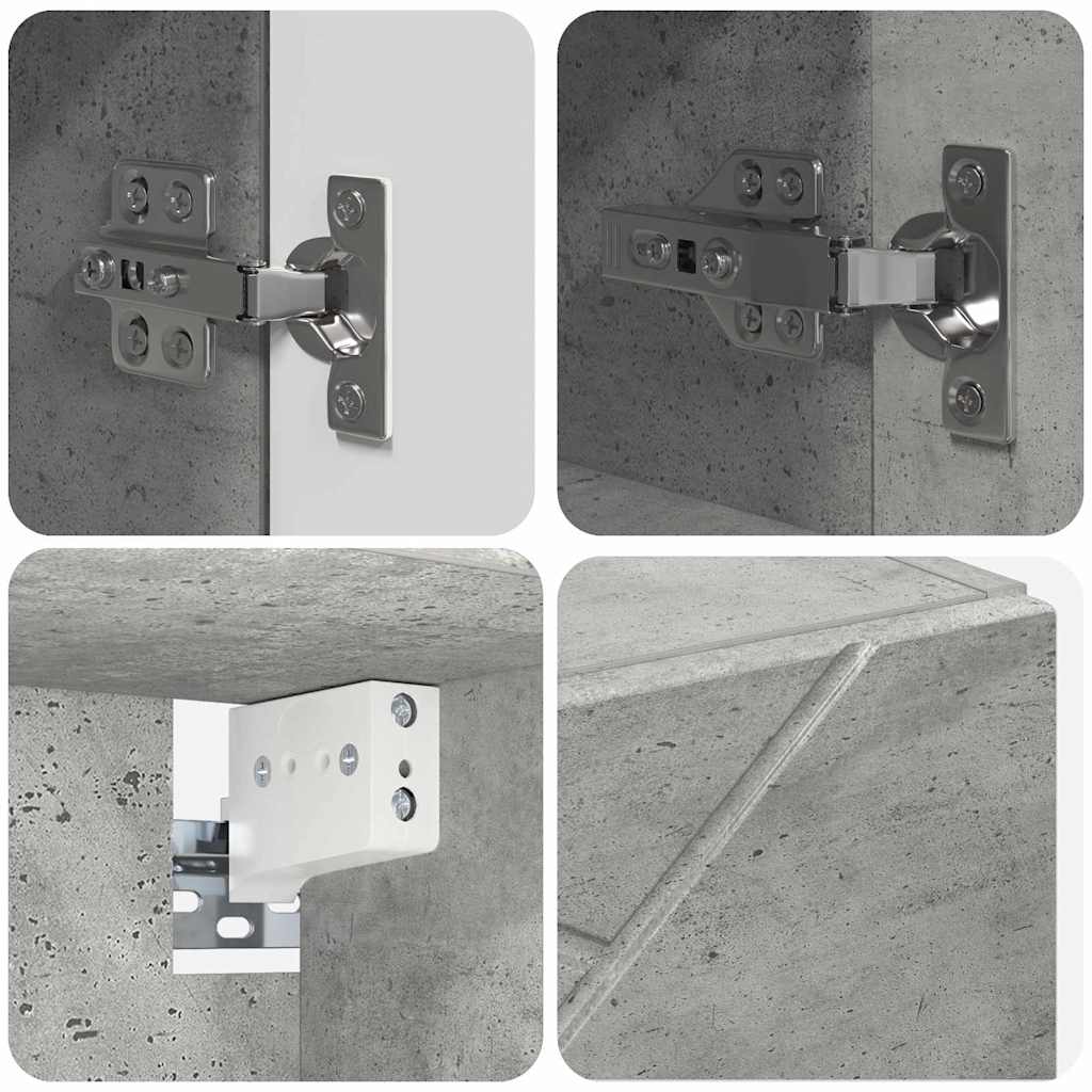Set di mobili per il bagno con cassetto 4 pcs Grigio cemento | homemem39