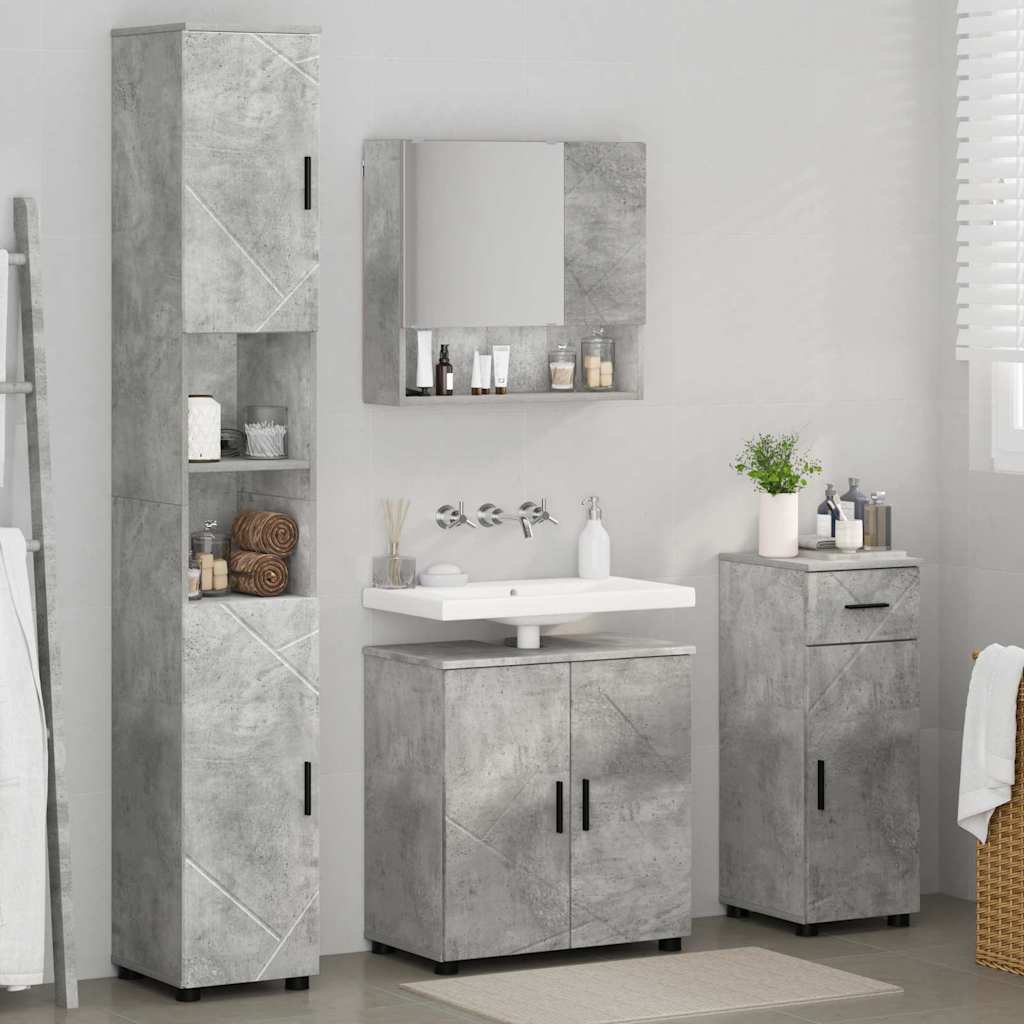 Set di mobili per il bagno 4 pz Grigio cemento 61 x 35 x 64 cm