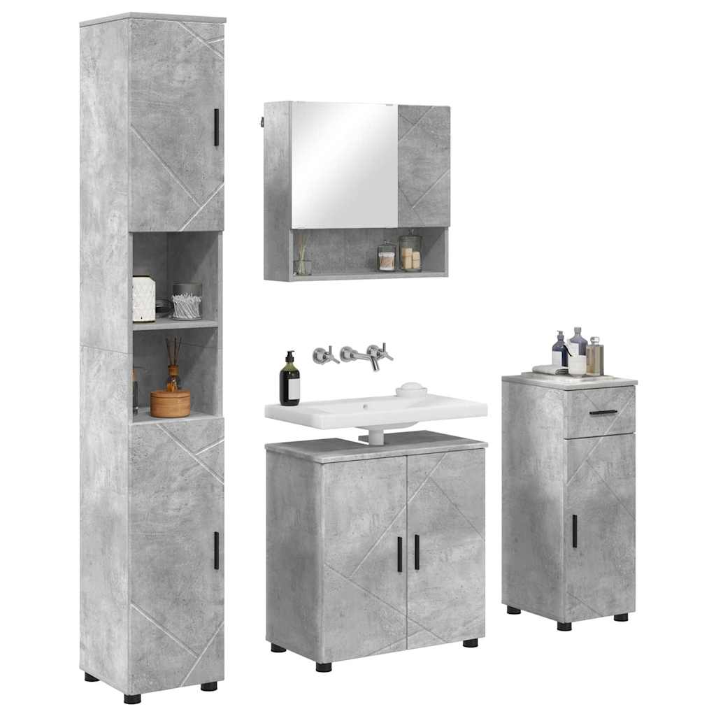 Set di mobili per il bagno 4 pz Grigio cemento 61 x 35 x 64 cm
