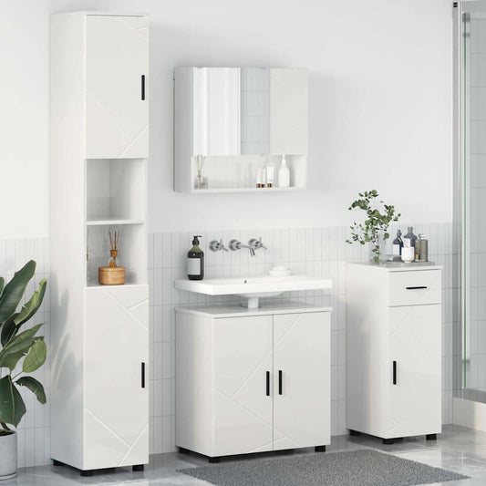Set di mobili per il bagno 4 pz Bianco Lucido 61 x 35 x 64 cm | homemem39