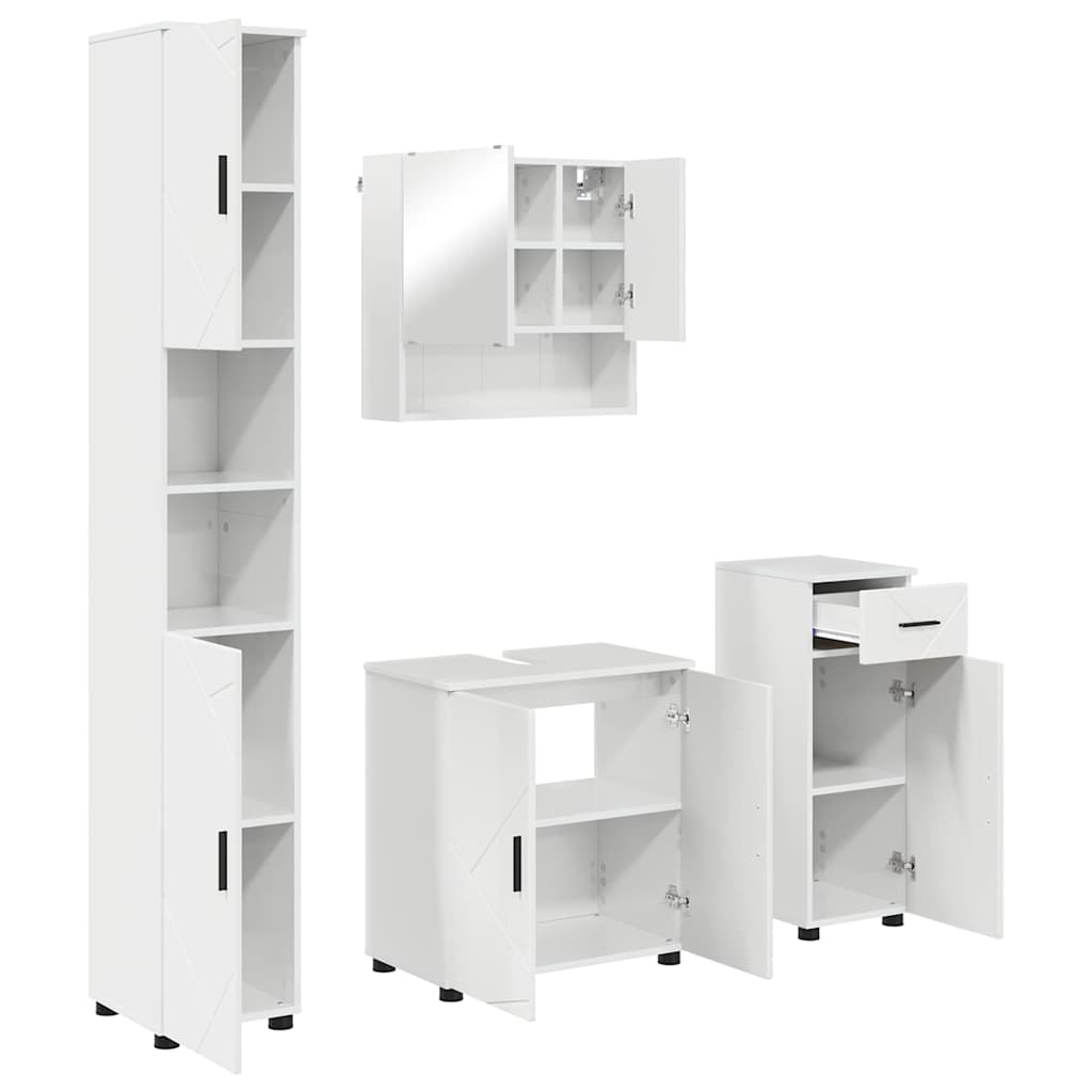 Set di mobili per il bagno 4 pz Bianco Lucido 61 x 35 x 64 cm | homemem39