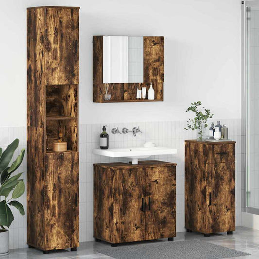 Set di mobili per il bagno 4 pz Rovere fumé 61 x 35 x 64 cm - homemem39