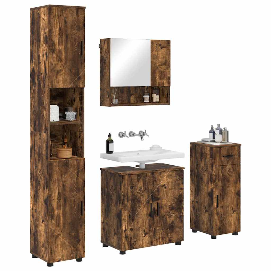 Set di mobili per il bagno 4 pz Rovere fumé 61 x 35 x 64 cm | homemem39
