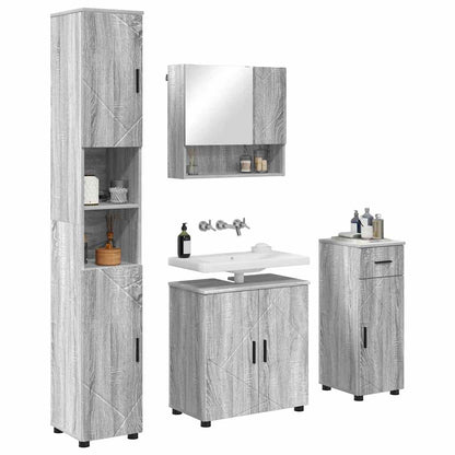 Set di mobili per il bagno 4 pz Grigio Sonoma 61 x 35 x 64 cm | homemem39