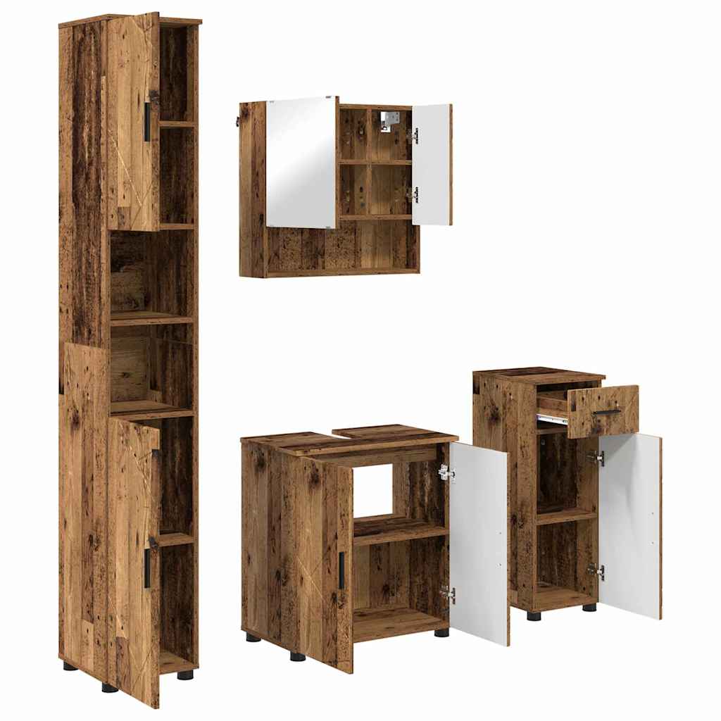 Set di mobili per il bagno 4 pz Legno vecchio 61 x 35 x 64 cm | homemem39