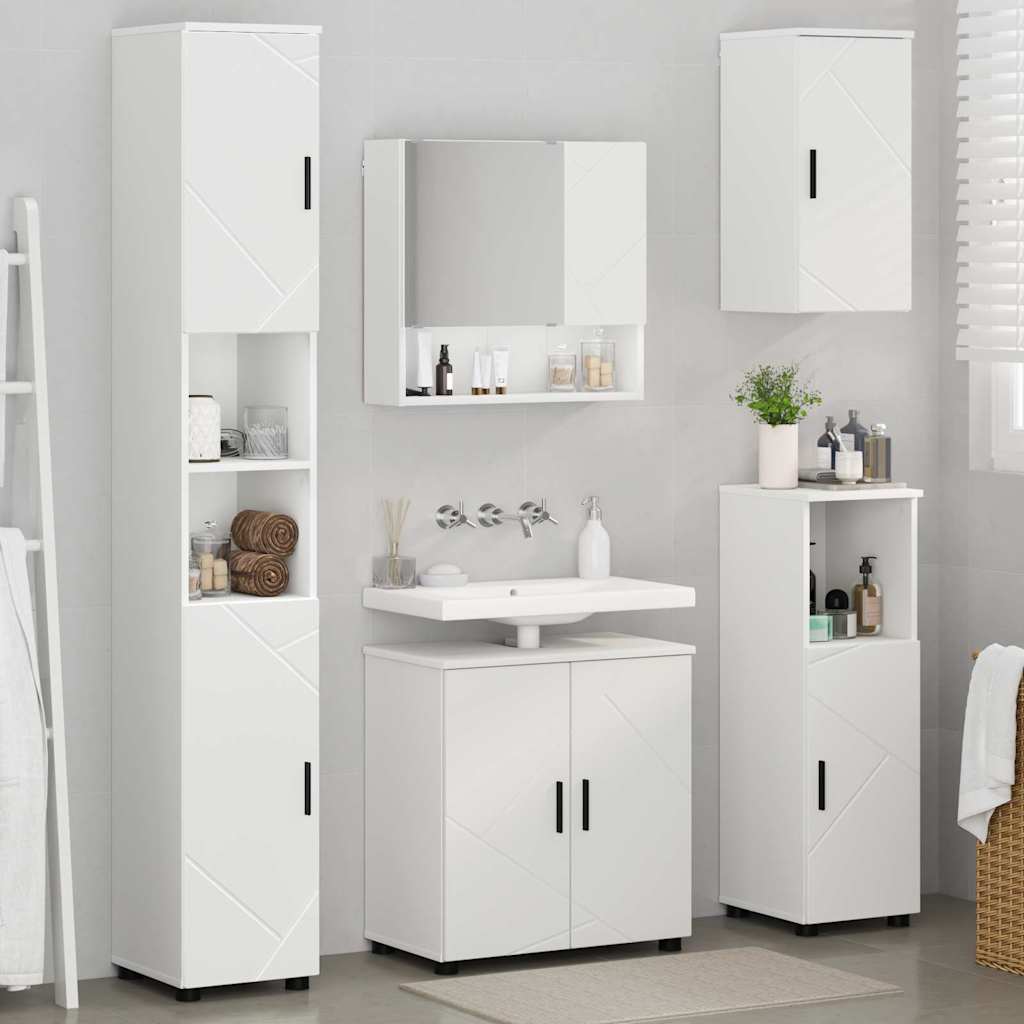 Set di mobili per il bagno Montaggio a parete 5 pcs Bianco | homemem39