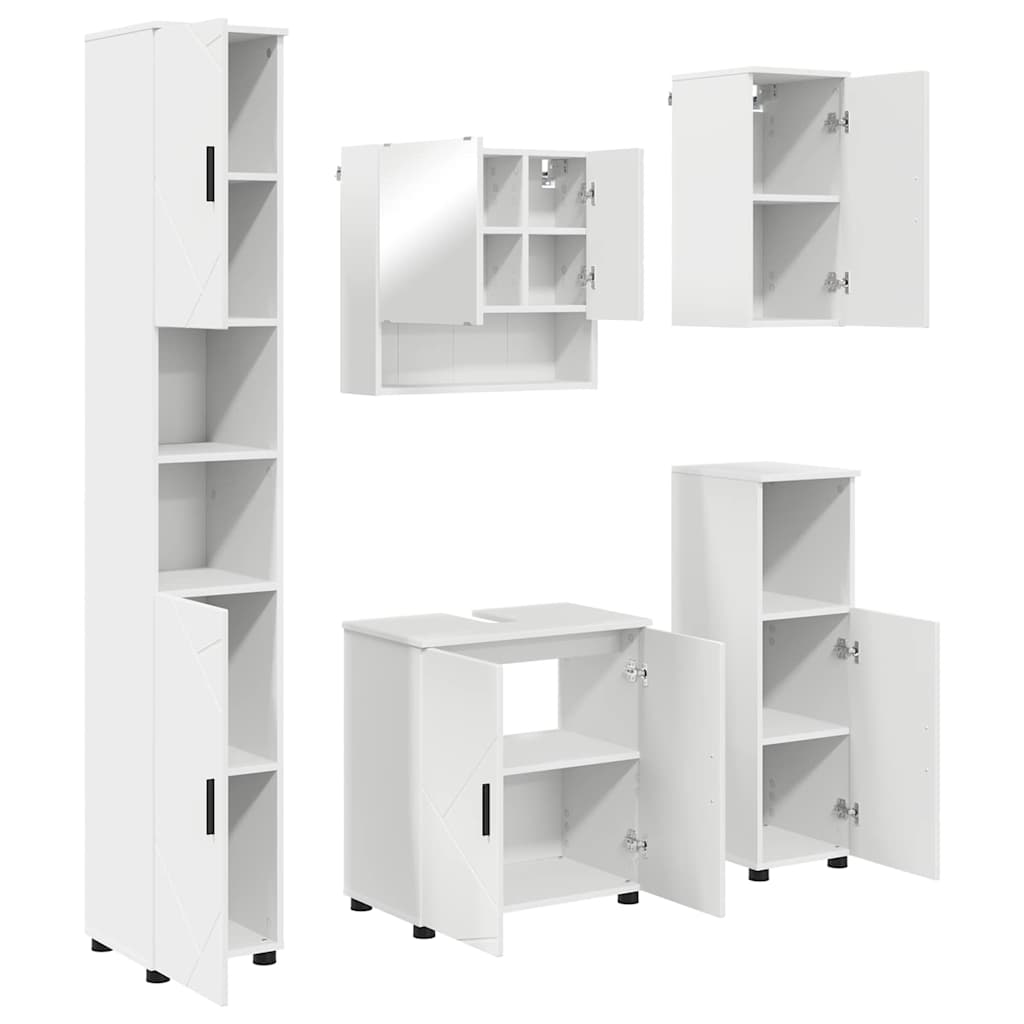 Set di mobili per il bagno Montaggio a parete 5 pcs Bianco | homemem39