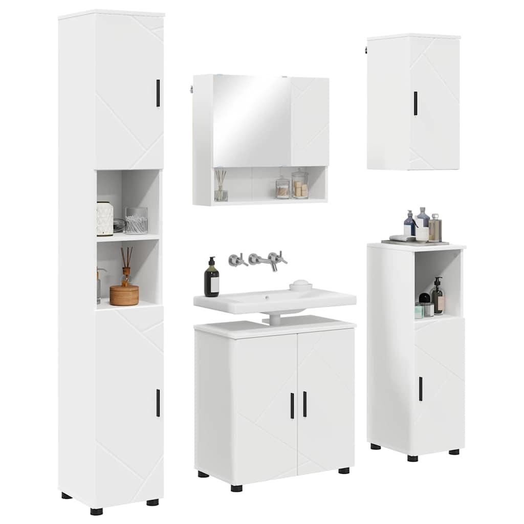 Set di mobili per il bagno Montaggio a parete 5 pcs Bianco | homemem39