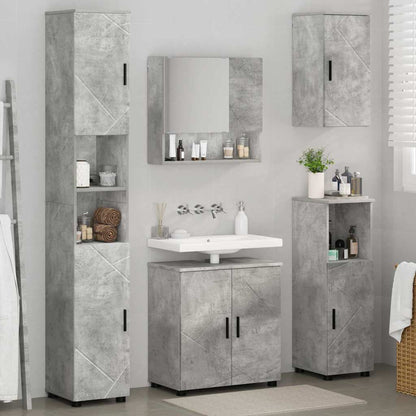 Set di mobili per il bagno con porta 5 pcs Grigio cemento | homemem39