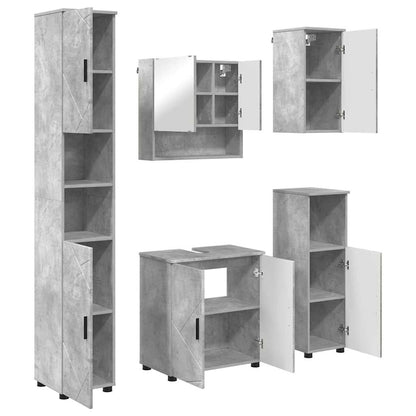 Set di mobili per il bagno con porta 5 pcs Grigio cemento | homemem39