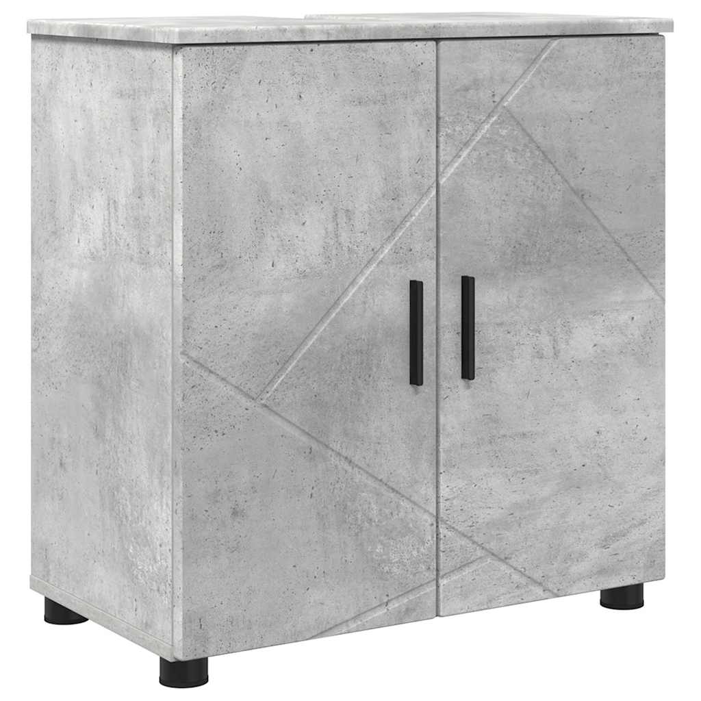 Set di mobili per il bagno con porta 5 pcs Grigio cemento | homemem39