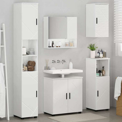 Set di mobili per il bagno con porta 5 pcs Bianco Lucido | homemem39