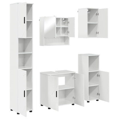 Set di mobili per il bagno con porta 5 pcs Bianco Lucido | homemem39