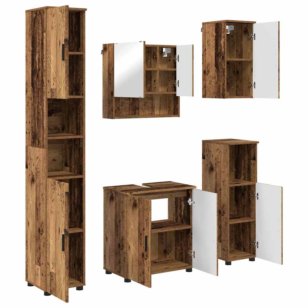 Set di mobili per il bagno 5 pz Legno vecchio 61 x 35 x 64 cm | homemem39