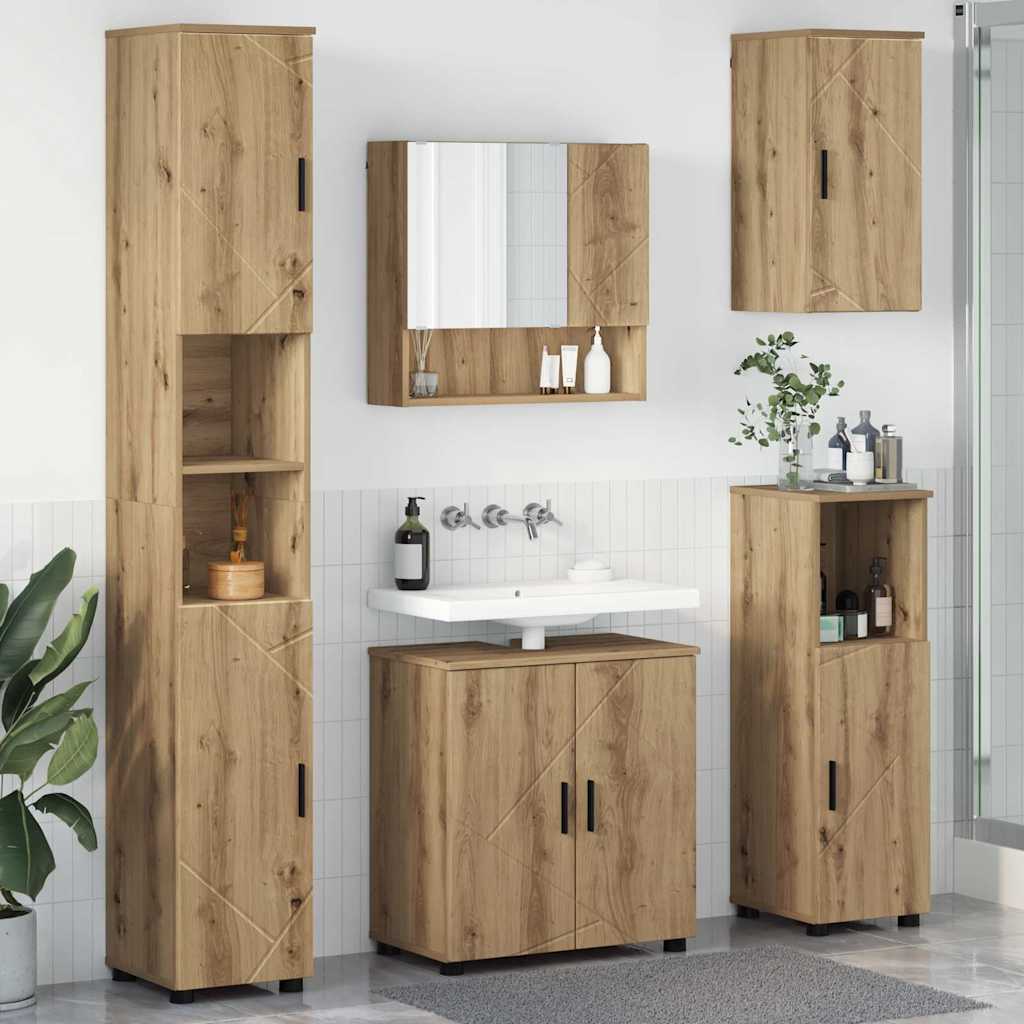 Set di mobili per il bagno 5 pz Rovere artigianale | homemem39
