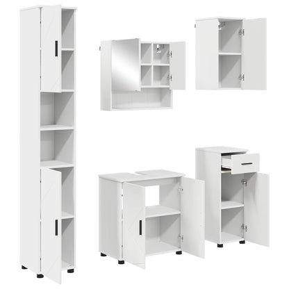 Set di mobili per il bagno con cassetto con porta 5 pcs Bianco | homemem39