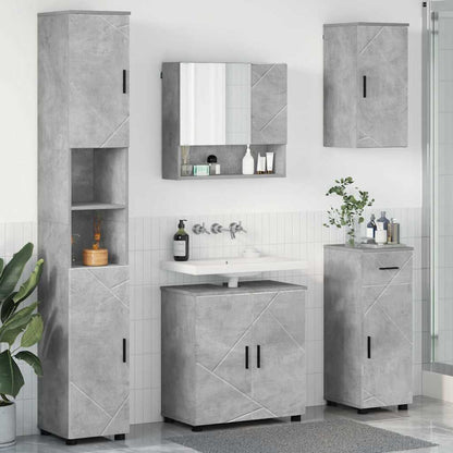 Set di mobili per il bagno con cassetto 5 pcs Grigio cemento | homemem39