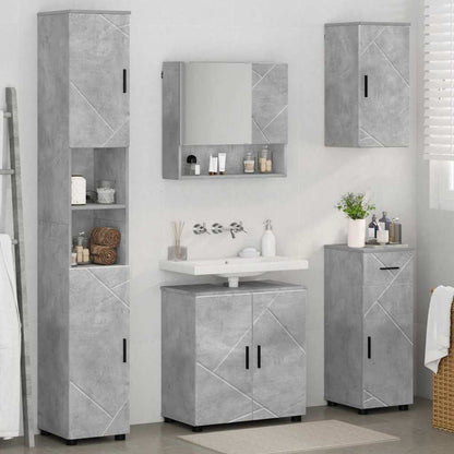 Set di mobili per il bagno con cassetto 5 pcs Grigio cemento | homemem39