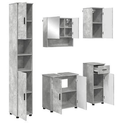 Set di mobili per il bagno con cassetto 5 pcs Grigio cemento | homemem39