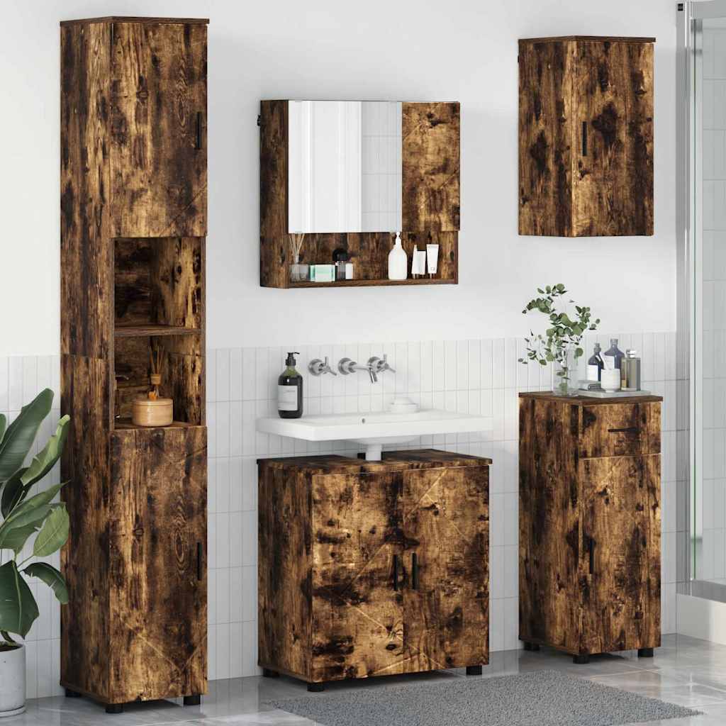 Set di mobili per il bagno 5 pz Rovere fumé 61 x 35 x 64 cm