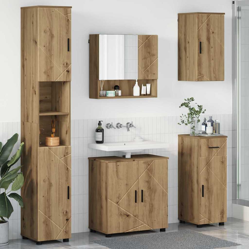 Set di mobili per il bagno 5 pz Rovere artigianale | homemem39