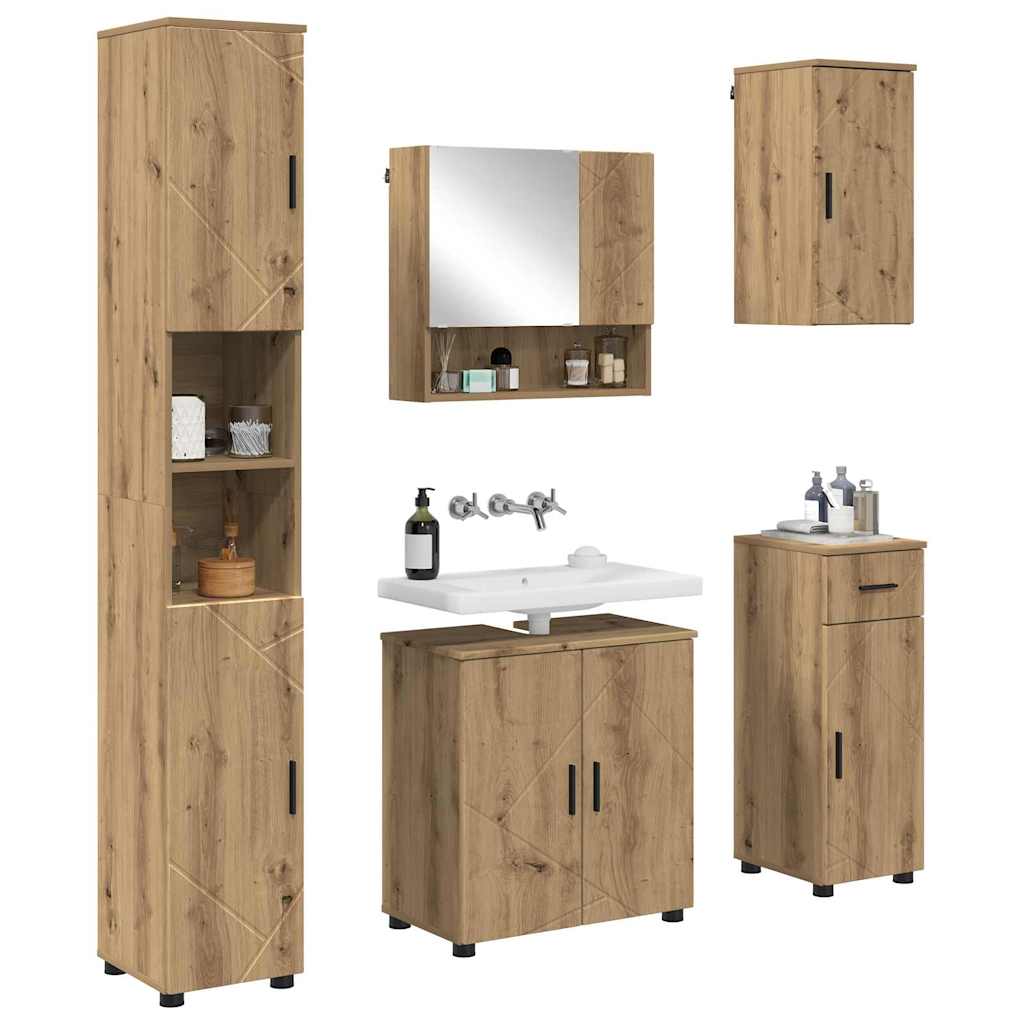 Set di mobili per il bagno 5 pz Rovere artigianale | homemem39