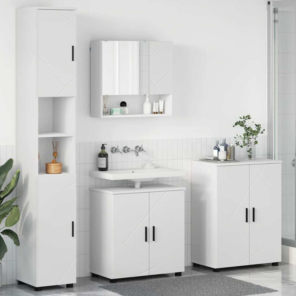 Set di mobili per il bagno Montaggio a parete 4 pcs Bianco | homemem39