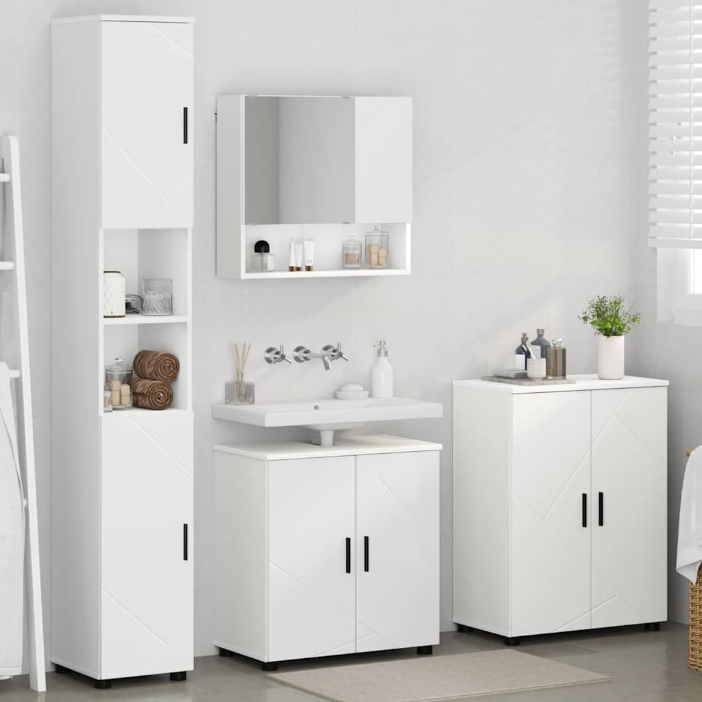 Set di mobili per il bagno Montaggio a parete 4 pcs Bianco | homemem39