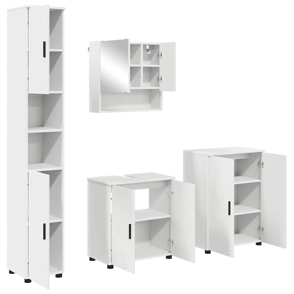 Set di mobili per il bagno Montaggio a parete 4 pcs Bianco | homemem39