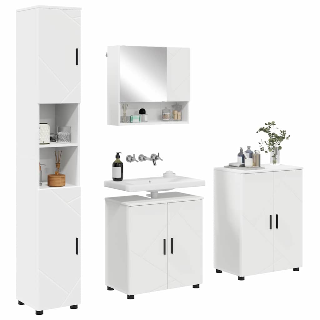 Set di mobili per il bagno Montaggio a parete 4 pcs Bianco | homemem39