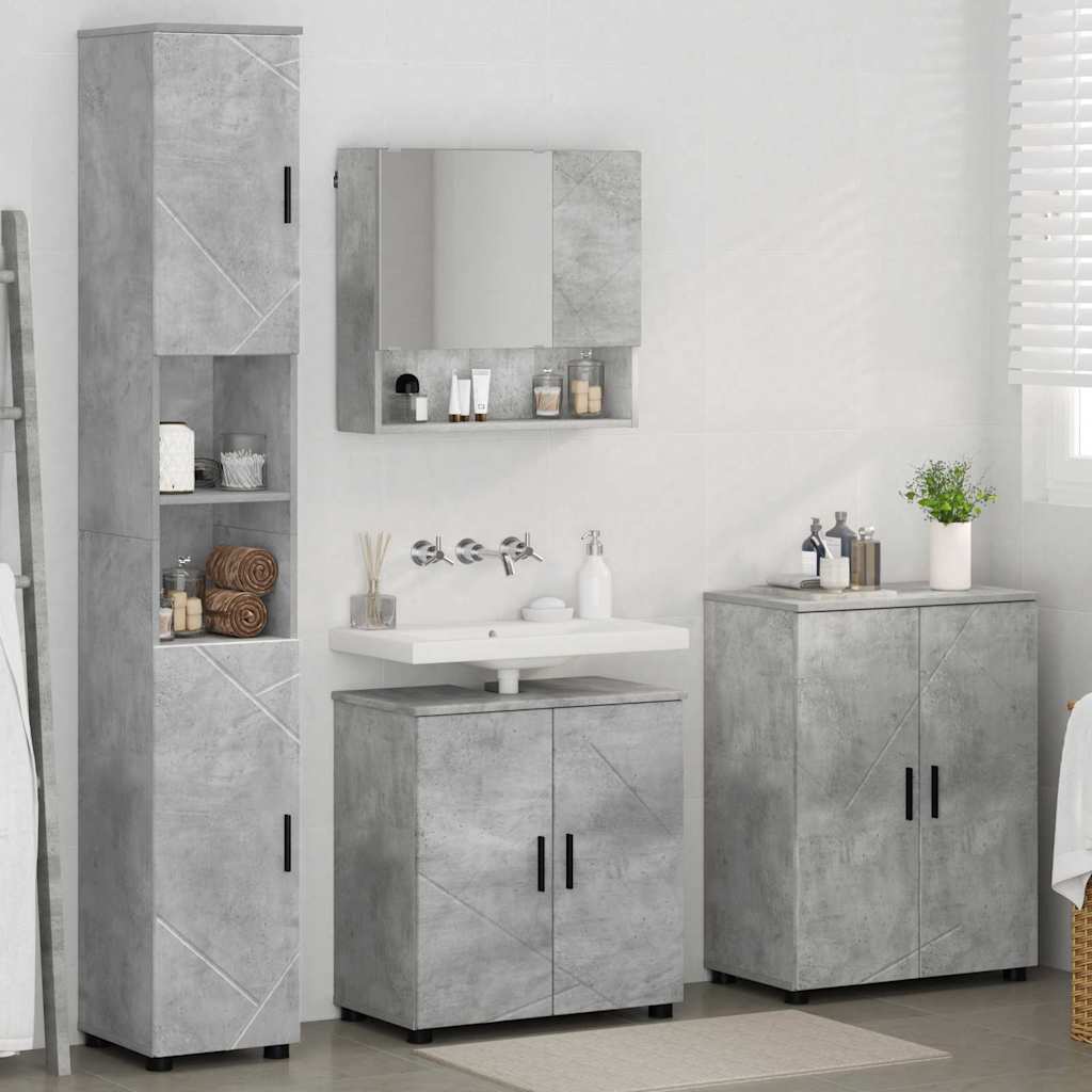 Set di mobili per il bagno 4 pz Grigio cemento 61 x 35 x 64 cm | homemem39