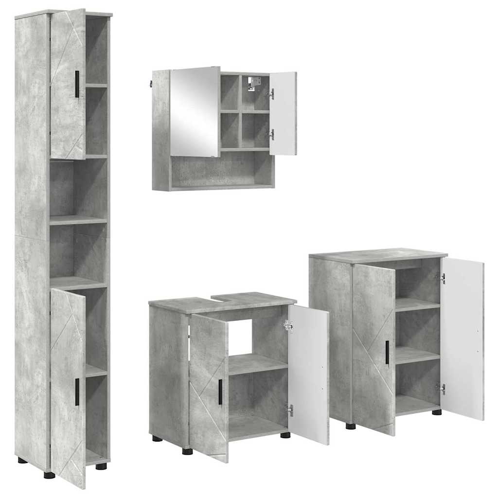 Set di mobili per il bagno 4 pz Grigio cemento 61 x 35 x 64 cm | homemem39