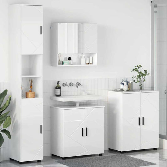 Set di mobili per il bagno 4 pz Bianco Lucido 61 x 35 x 64 cm | homemem39