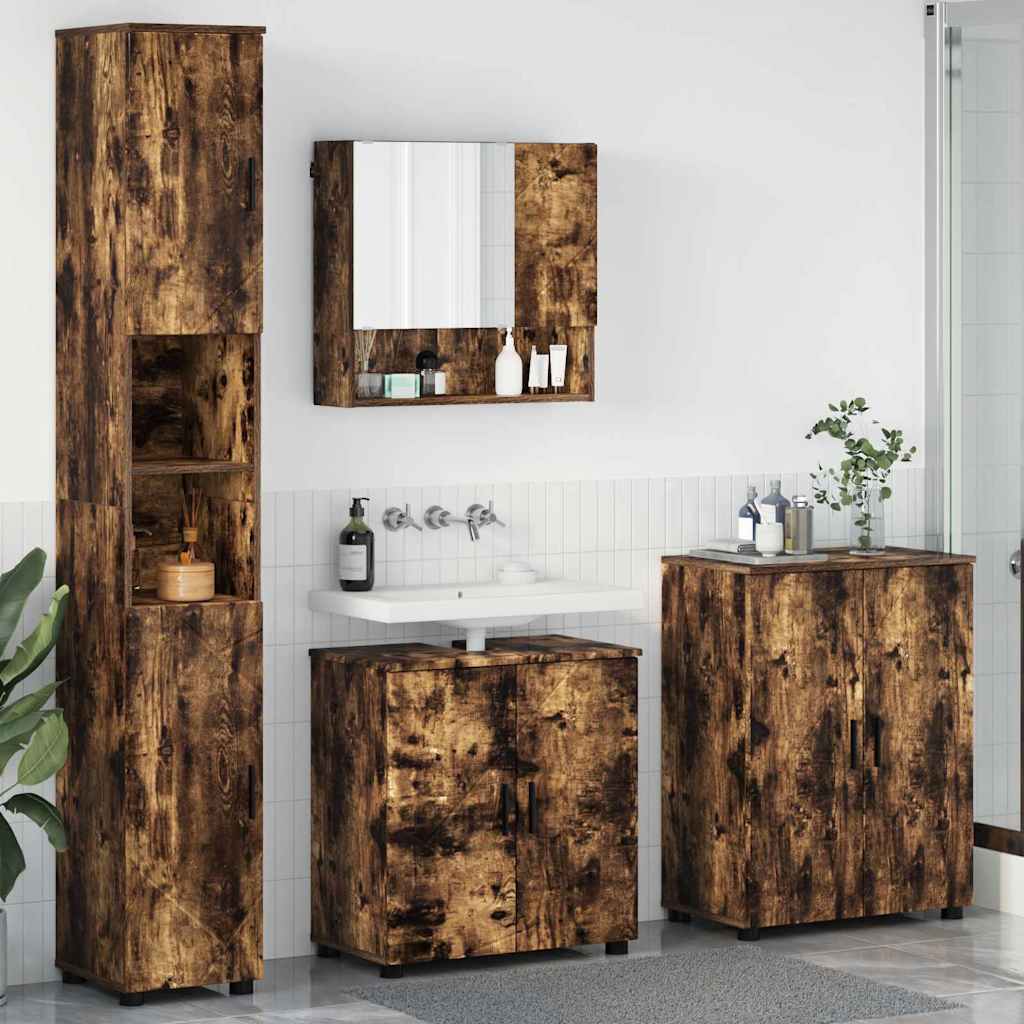 Set di mobili per il bagno 4 pz Rovere fumé 61 x 35 x 64 cm