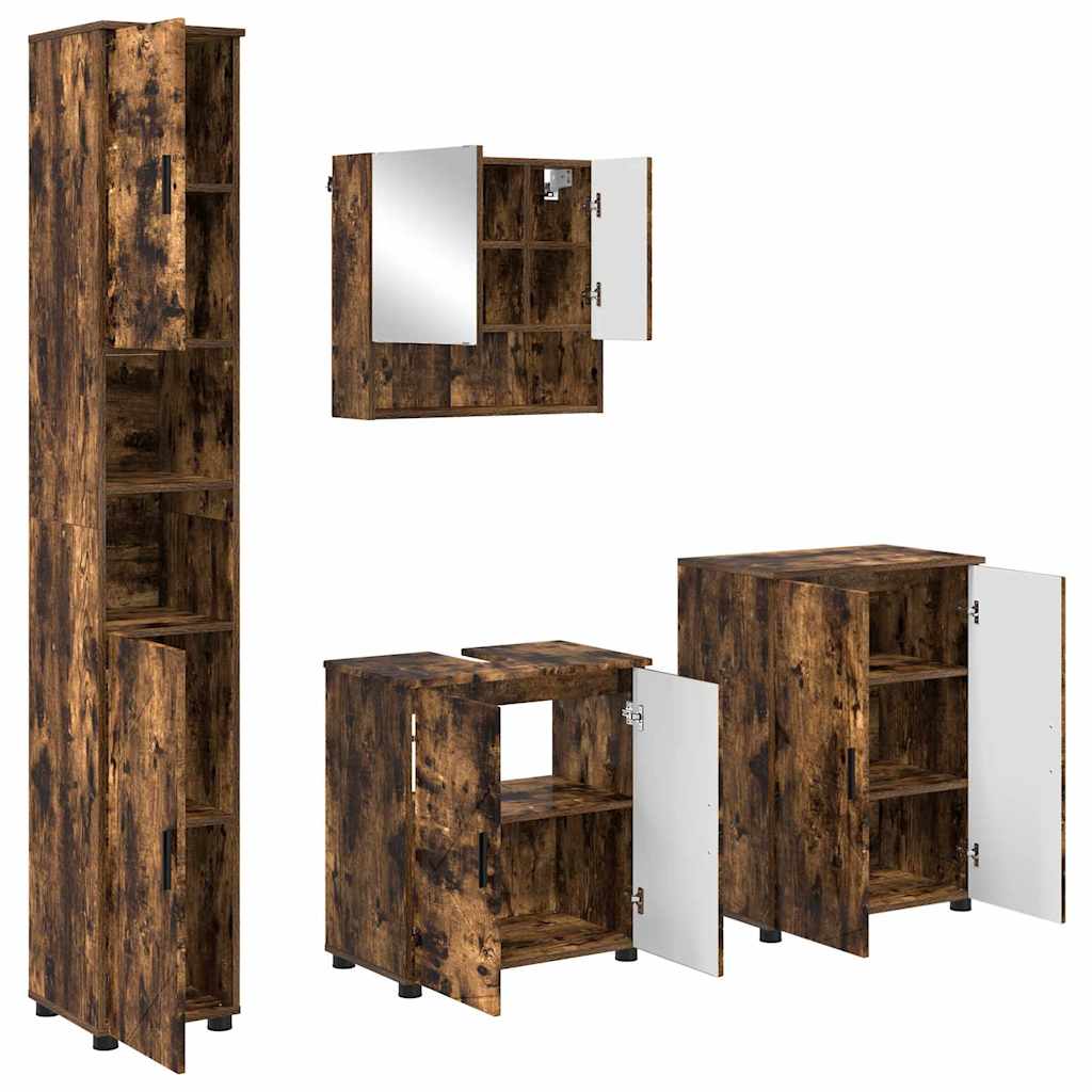 Set di mobili per il bagno 4 pz Rovere fumé 61 x 35 x 64 cm