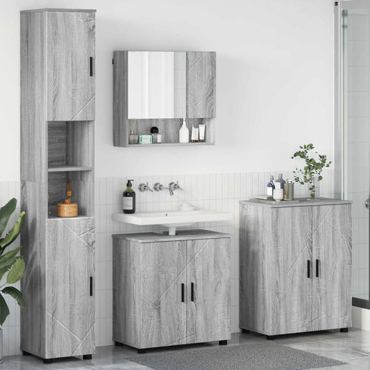 Set di mobili per il bagno 4 pz Grigio Sonoma 61 x 35 x 64 cm - homemem39