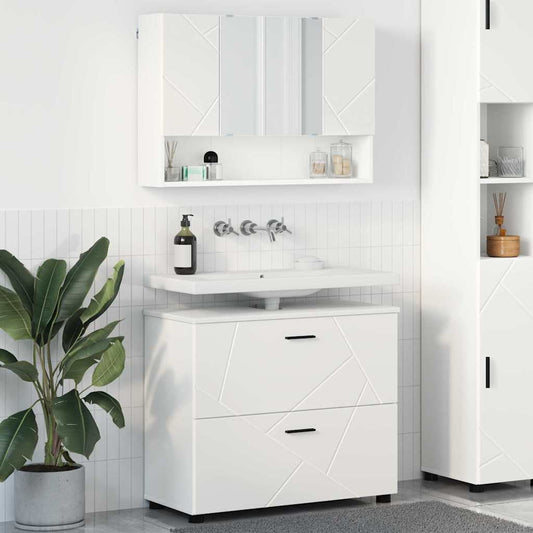 Set di mobili per il bagno con cassetto con porta 2 pcs Bianco | homemem39