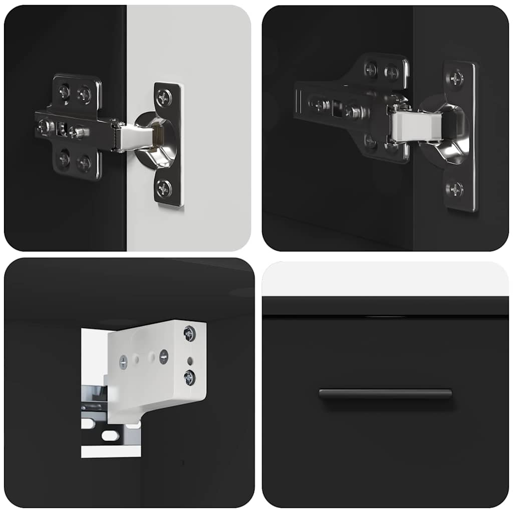 Set di mobili per il bagno con cassetto con porta 2 pcs Nero | homemem39
