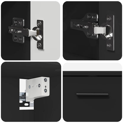 Set di mobili per il bagno con cassetto con porta 2 pcs Nero | homemem39