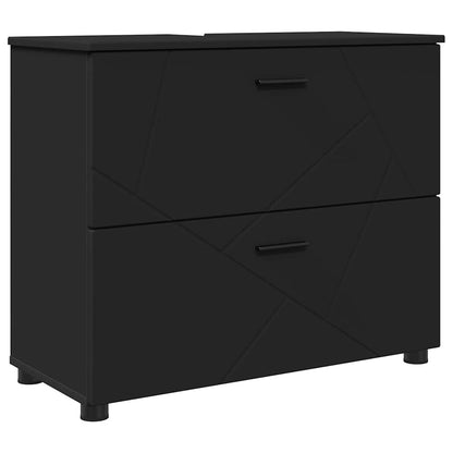 Set di mobili per il bagno con cassetto con porta 2 pcs Nero | homemem39