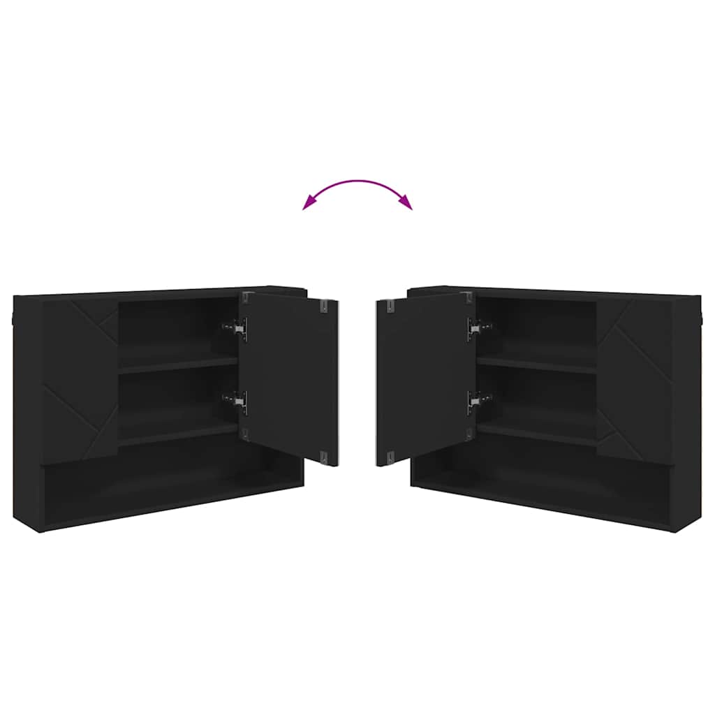 Set di mobili per il bagno con cassetto con porta 2 pcs Nero | homemem39
