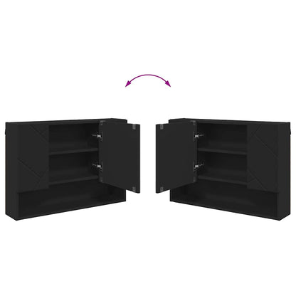 Set di mobili per il bagno con cassetto con porta 2 pcs Nero | homemem39