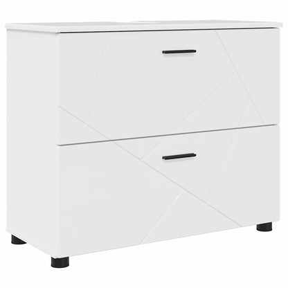 Set di mobili per il bagno con cassetto 2 pcs Bianco Lucido | homemem39